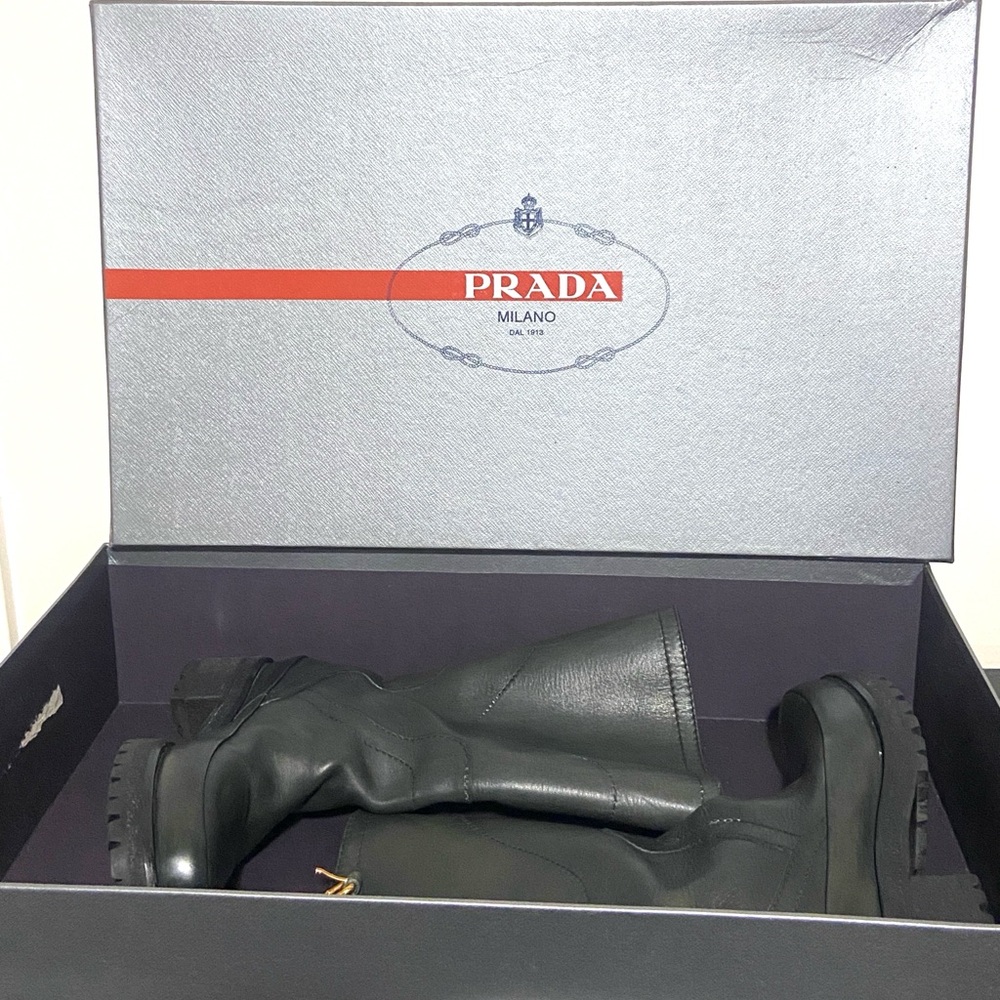 Prada green  Leather riding Boots - Picture 16 of 16